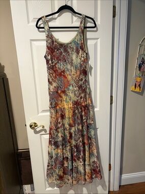 dressbarn Multicolor Floral Paisley Sleeveless Maxi Dress